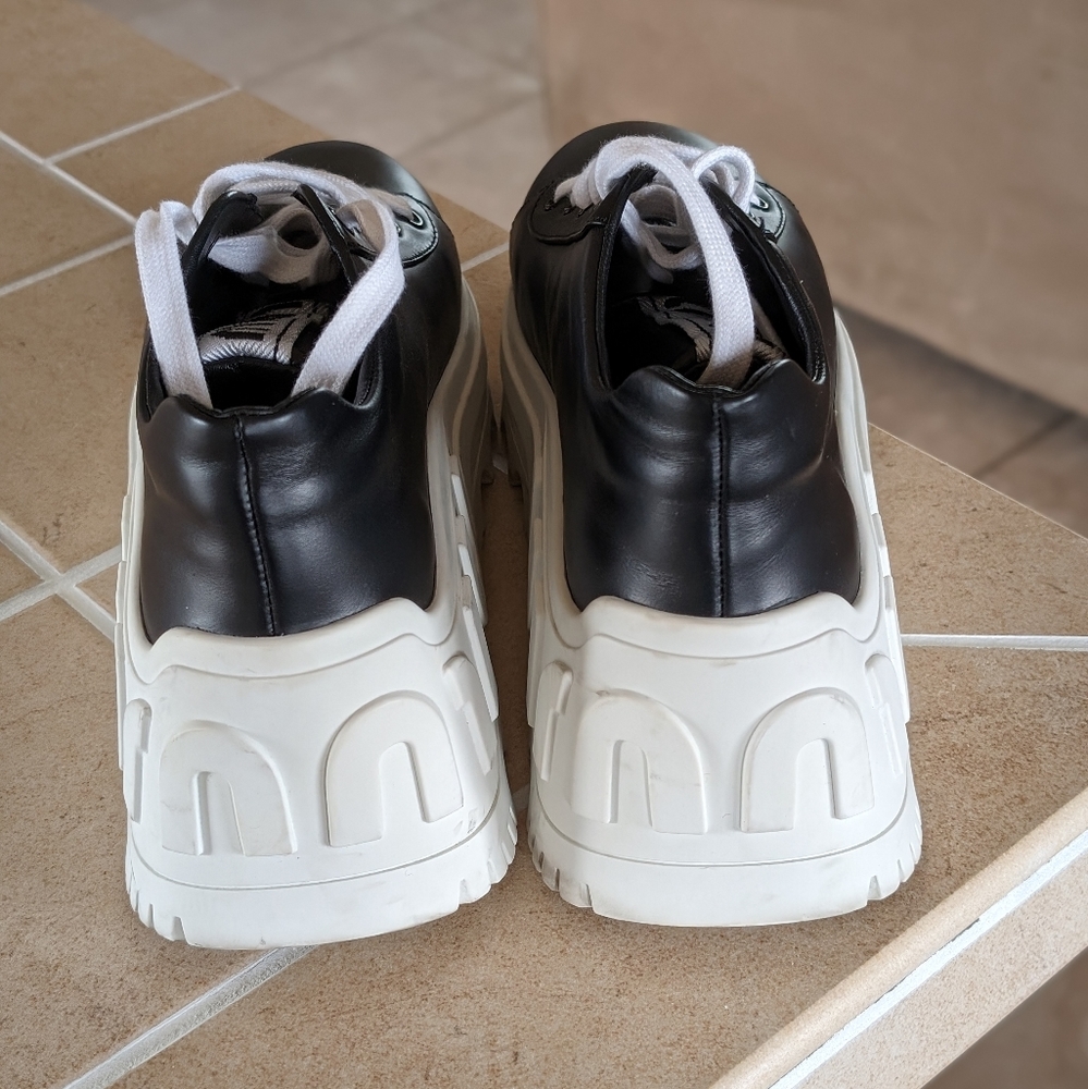 Miu Miu Genuine Leather Black Sneakers - Picture 3 of 9